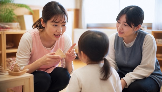 子どもに分かりやすく伝える保育士